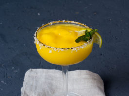 Frozen Mango Margarita via lunchforone