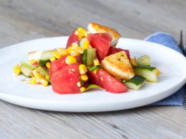 Wassermelonen Mais Salat via lunchforone