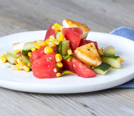 Wassermelonen Mais Salat via lunchforone