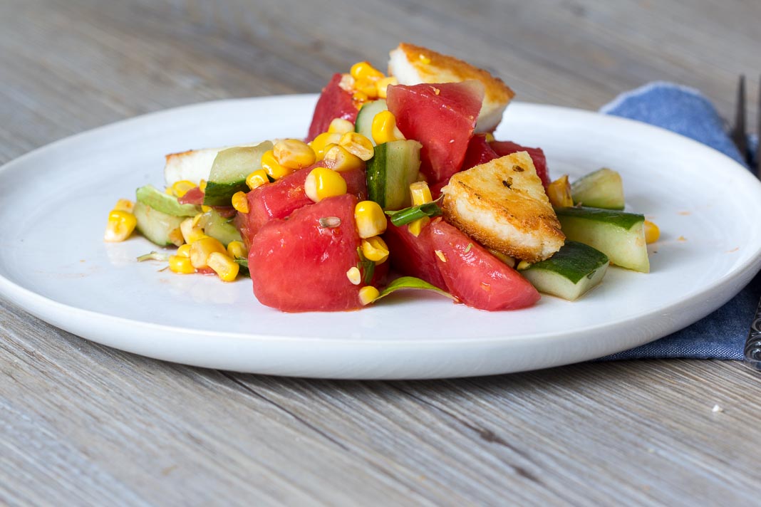 Wassermelonen Mais Salat via lunchforone